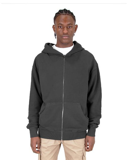 Shaka Wear Unisex Max Heavy Garment-Dyed Double-Zip Hooded Sweatshirt SHGDZ
