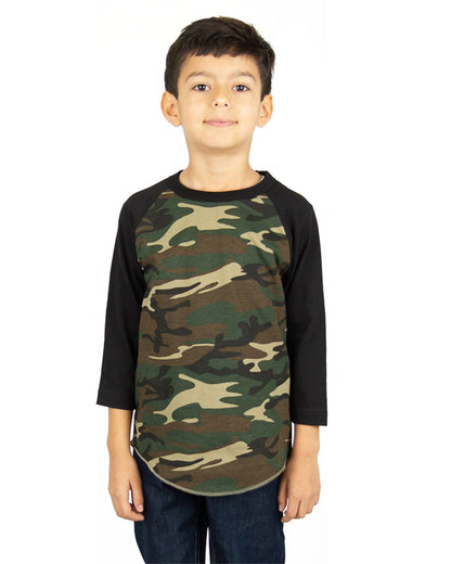 Shaka Wear Youth Camo Raglan Tee SHRAGCY