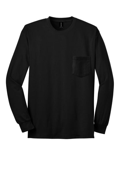 Gildan - Ultra Cotton 100% US Cotton Long Sleeve T-Shirt with Pocket.  2410