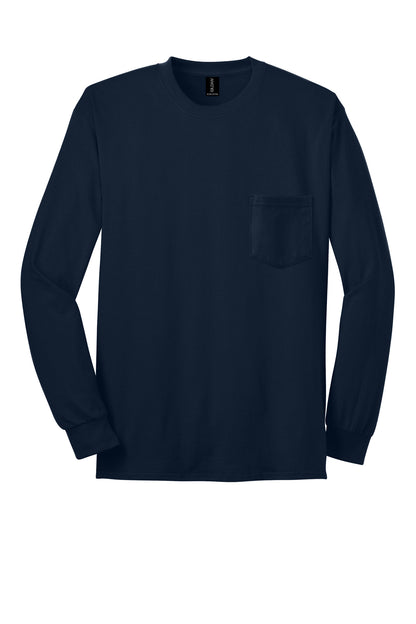 Gildan - Ultra Cotton 100% US Cotton Long Sleeve T-Shirt with Pocket.  2410