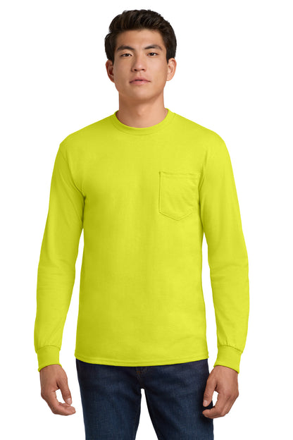 Gildan - Ultra Cotton 100% US Cotton Long Sleeve T-Shirt with Pocket.  2410