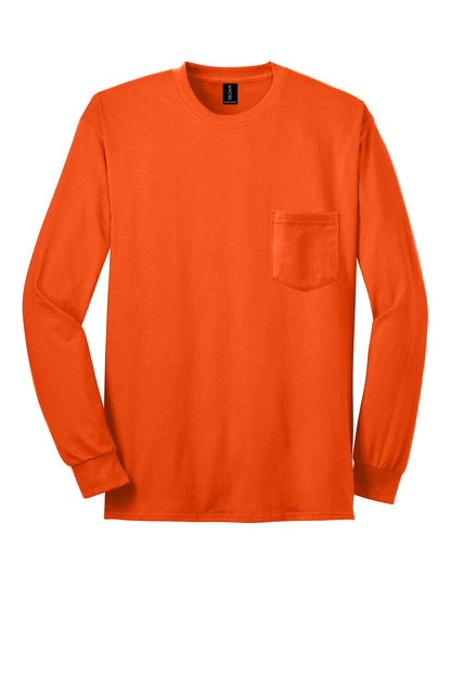 Gildan - Ultra Cotton 100% US Cotton Long Sleeve T-Shirt with Pocket.  2410