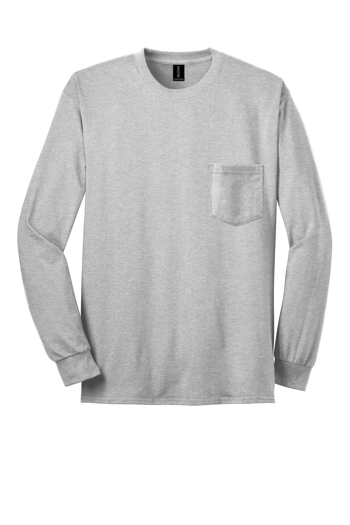 Gildan - Ultra Cotton 100% US Cotton Long Sleeve T-Shirt with Pocket.  2410