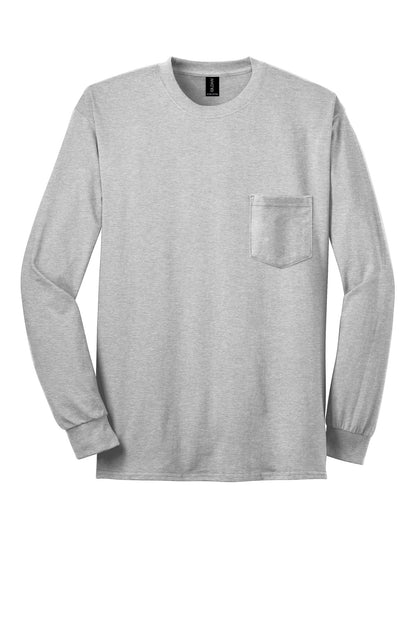 Gildan - Ultra Cotton 100% US Cotton Long Sleeve T-Shirt with Pocket.  2410
