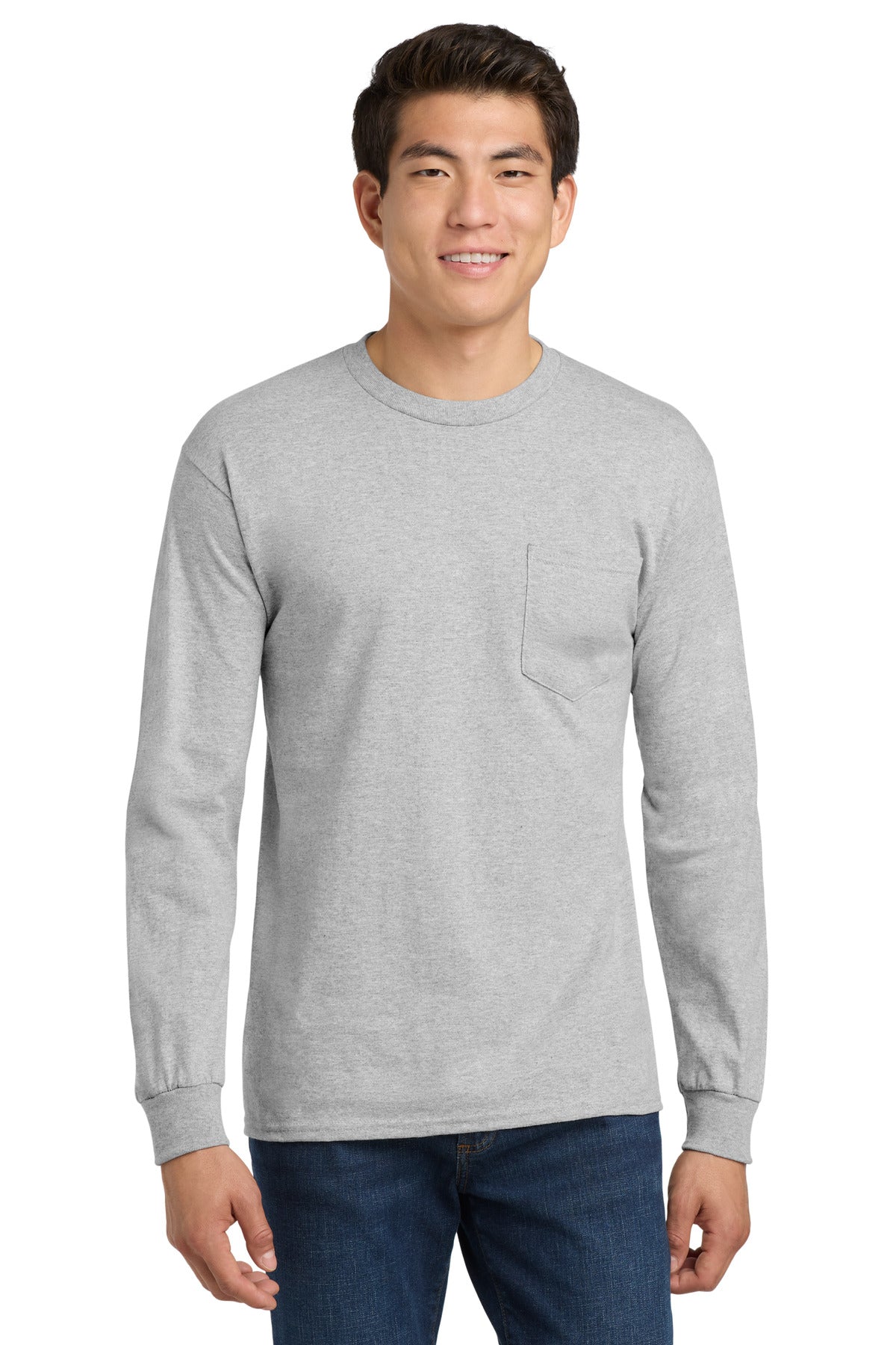 Gildan - Ultra Cotton 100% US Cotton Long Sleeve T-Shirt with Pocket.  2410