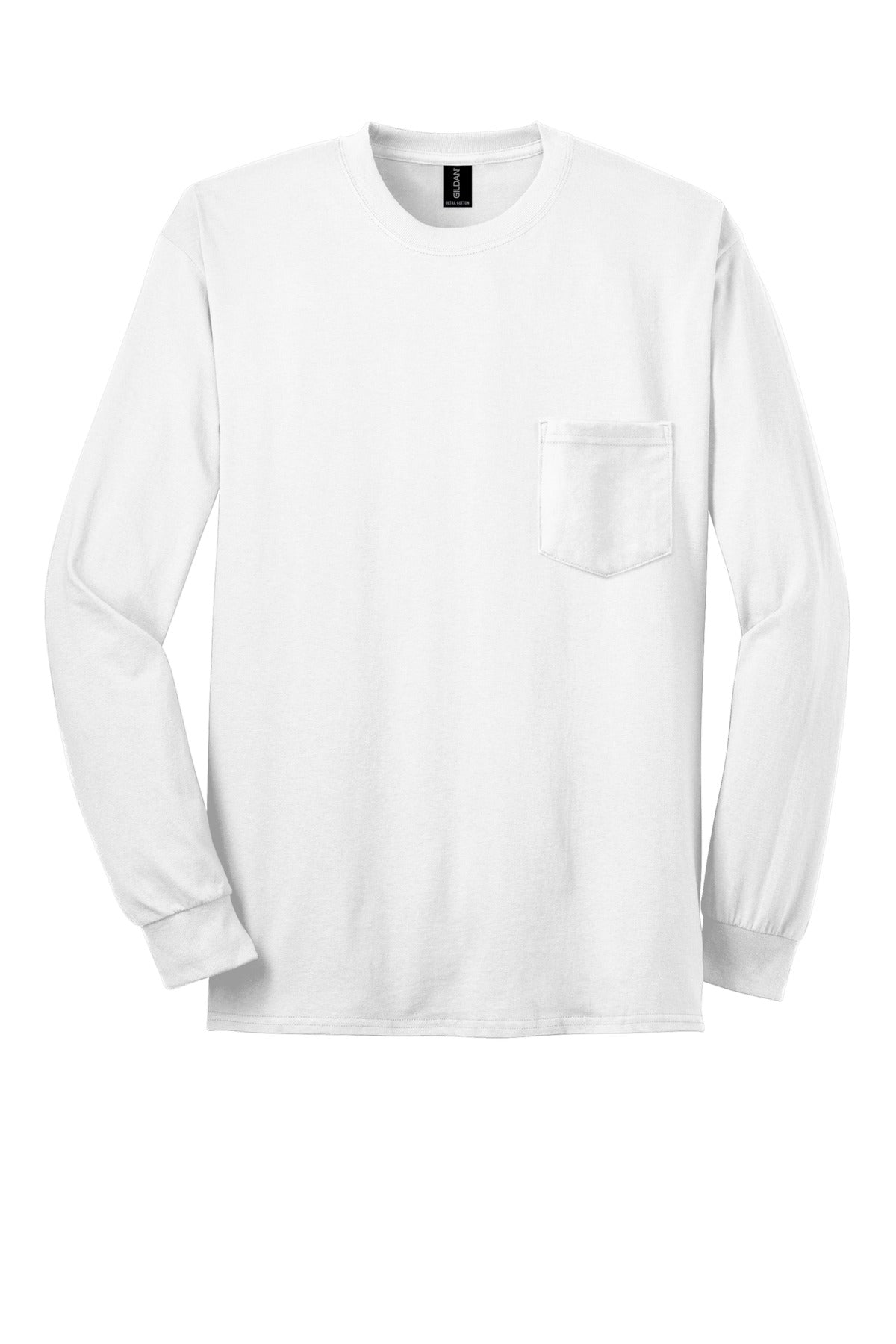 Gildan - Ultra Cotton 100% US Cotton Long Sleeve T-Shirt with Pocket.  2410