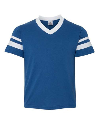Augusta Sportswear Youth V-Neck Jersey with Striped Sleeves 361