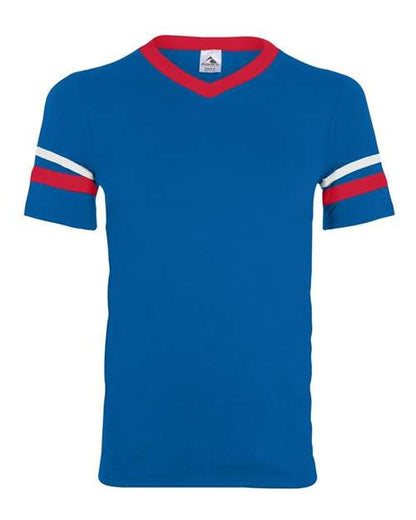 Augusta Sportswear Youth V-Neck Jersey with Striped Sleeves 361