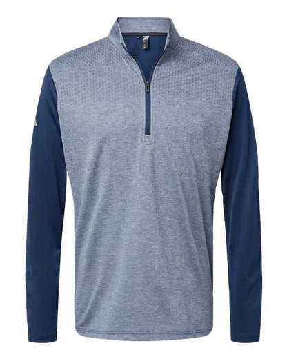 Adidas Men's Ultimate365 Heather Block Print Quarter-Zip Pullover A522