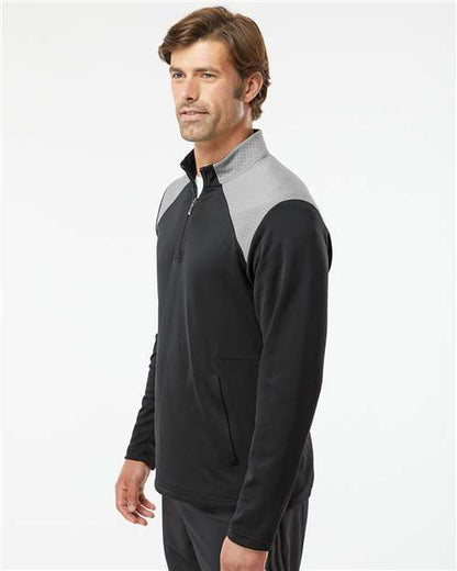 Adidas Men's Textured Mixed Media Quarter-Zip Pullover A532