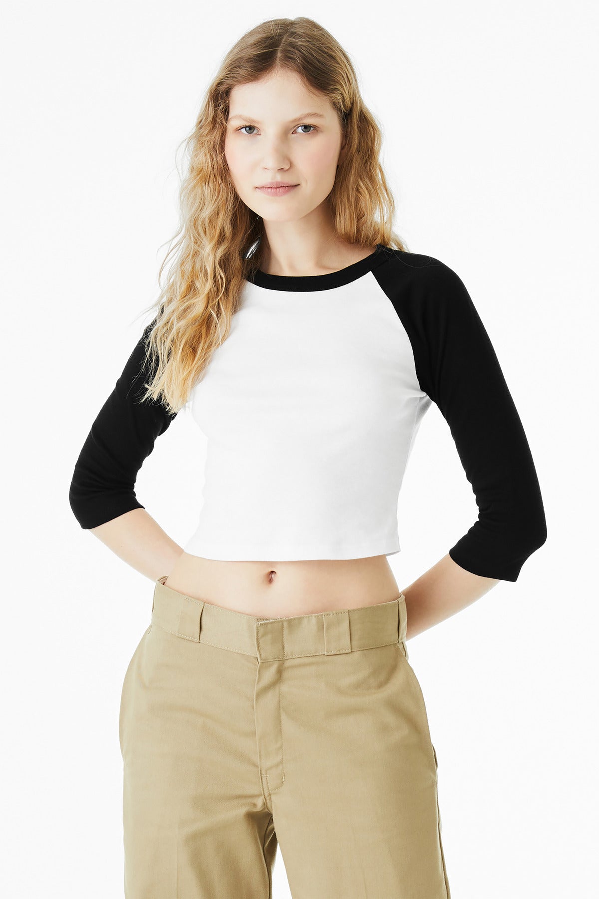BELLA+CANVAS Women's Micro Rib 3/4 Raglan Baby Tee BC1200