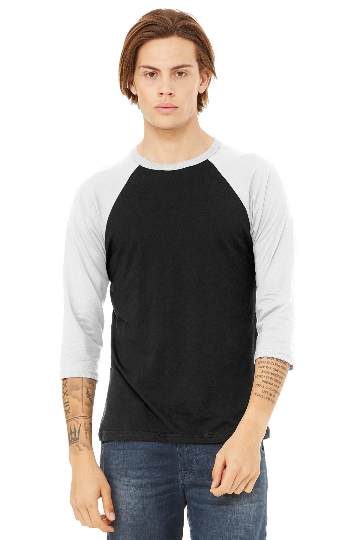 BELLA+CANVAS  Unisex 3/4-Sleeve Baseball Tee. BC3200