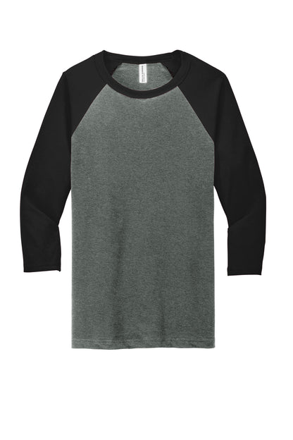 BELLA+CANVAS  Unisex 3/4-Sleeve Baseball Tee. BC3200