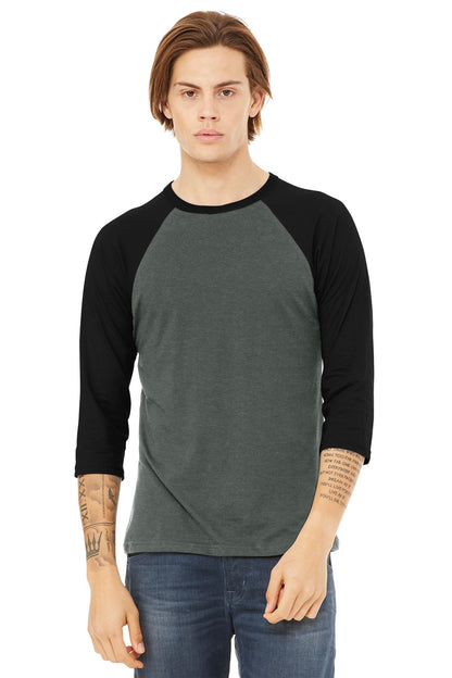 BELLA+CANVAS  Unisex 3/4-Sleeve Baseball Tee. BC3200