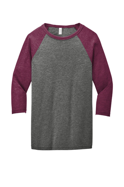 BELLA+CANVAS  Unisex 3/4-Sleeve Baseball Tee. BC3200