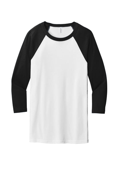 BELLA+CANVAS  Unisex 3/4-Sleeve Baseball Tee. BC3200