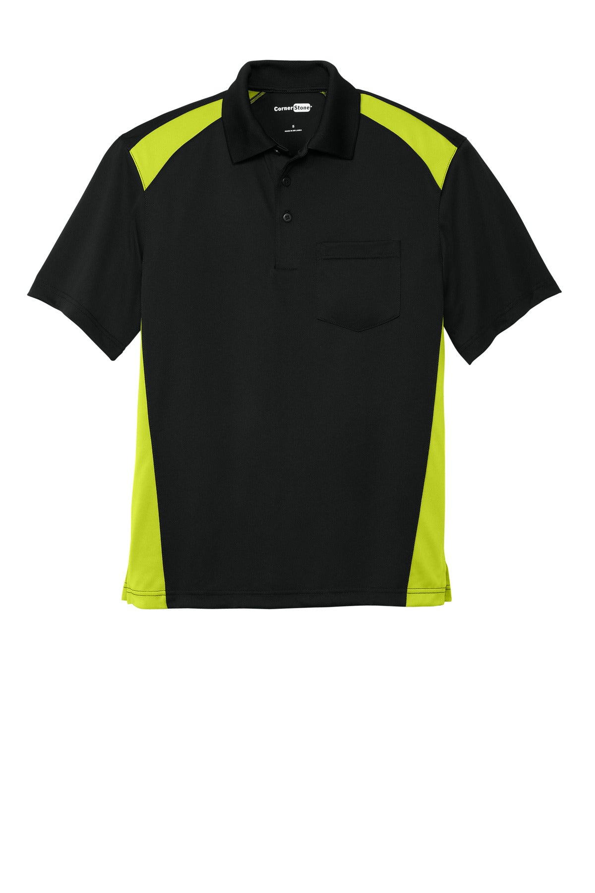 CornerStone Select Snag-Proof Two Way Colorblock Pocket Polo. CS416