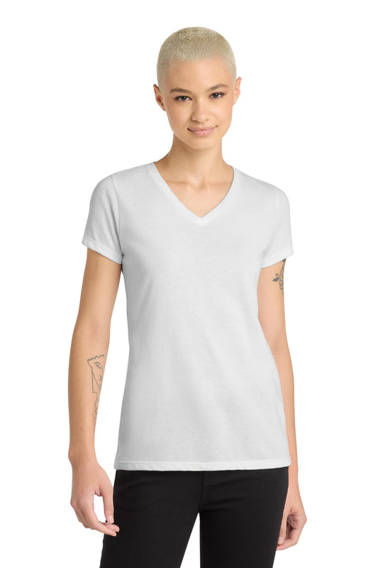 District Women's Perfect Blend CVC V-Neck Tee. DM1190L