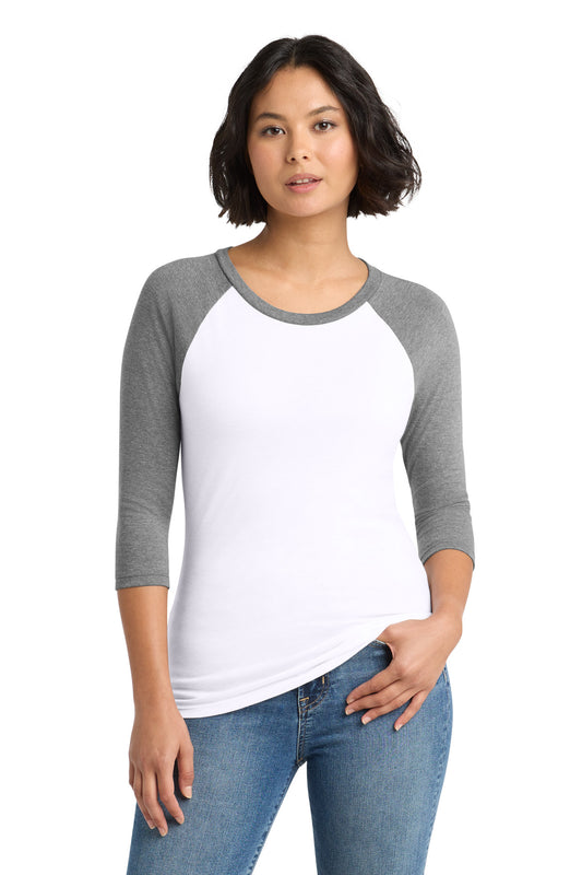 District Women's Perfect Tri 3/4-Sleeve Raglan. DM136L