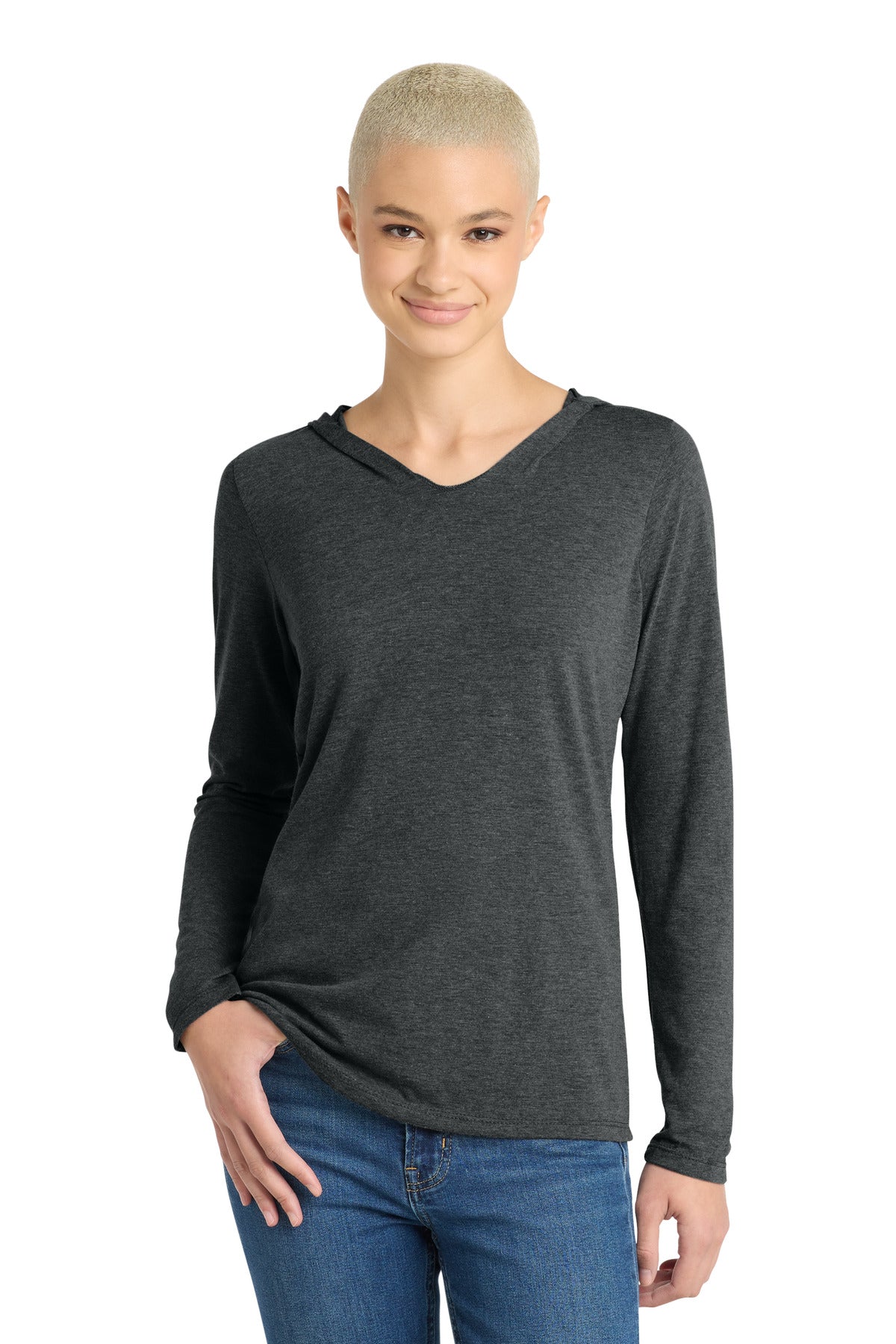 District Women's Perfect Tri Long Sleeve Hoodie. DM139L