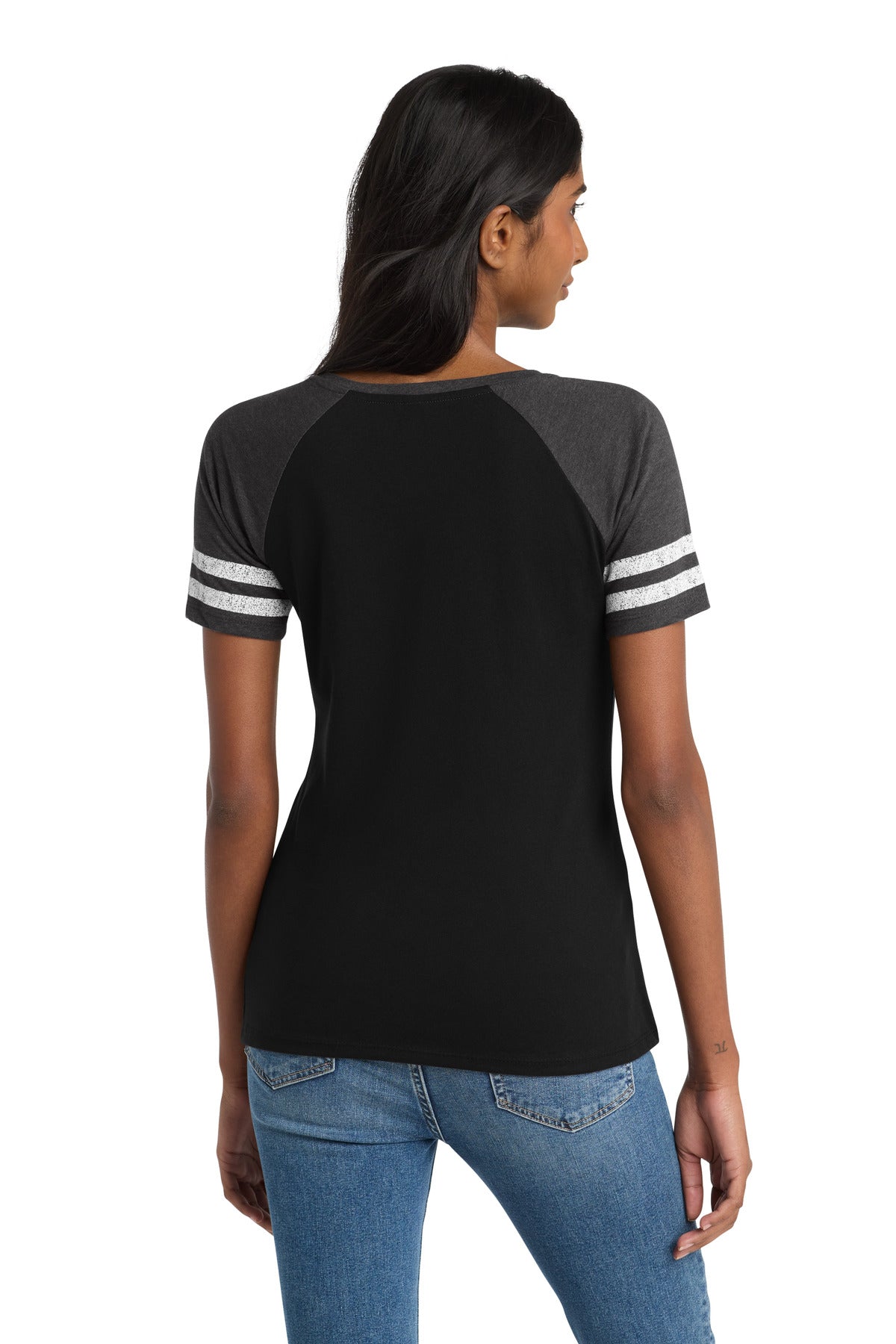 District  Women's Game V-Neck Tee. DM476