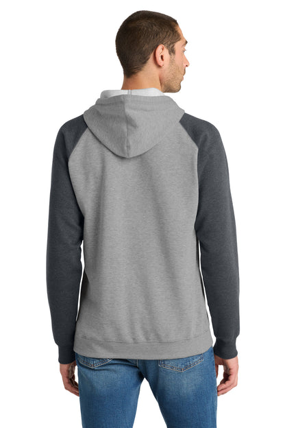 District Young Mens Lightweight Fleece Raglan Hoodie.  DT196
