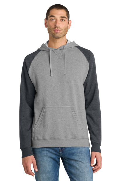 District Young Mens Lightweight Fleece Raglan Hoodie.  DT196
