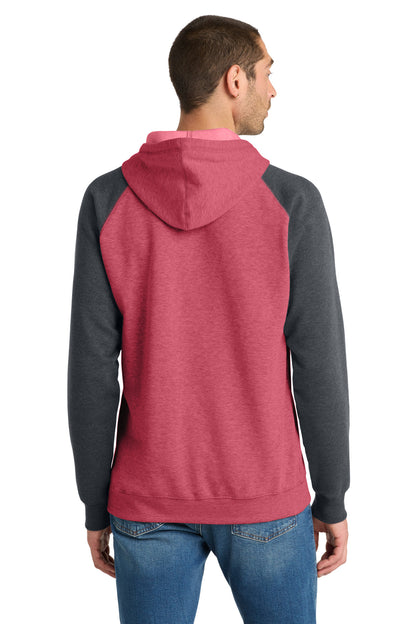 District Young Mens Lightweight Fleece Raglan Hoodie.  DT196
