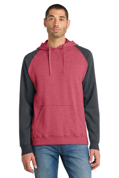 District Young Mens Lightweight Fleece Raglan Hoodie.  DT196