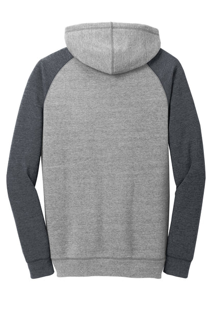 District Young Mens Lightweight Fleece Raglan Hoodie.  DT196