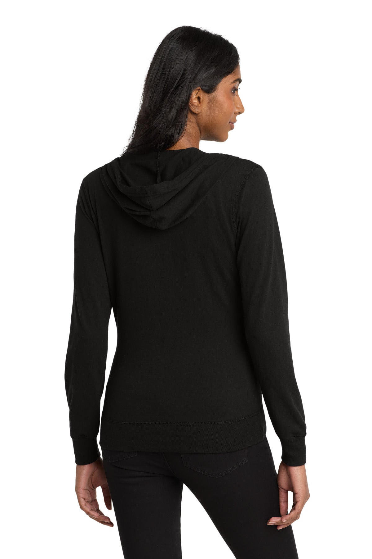 District Women's Fitted Jersey Full-Zip Hoodie. DT2100