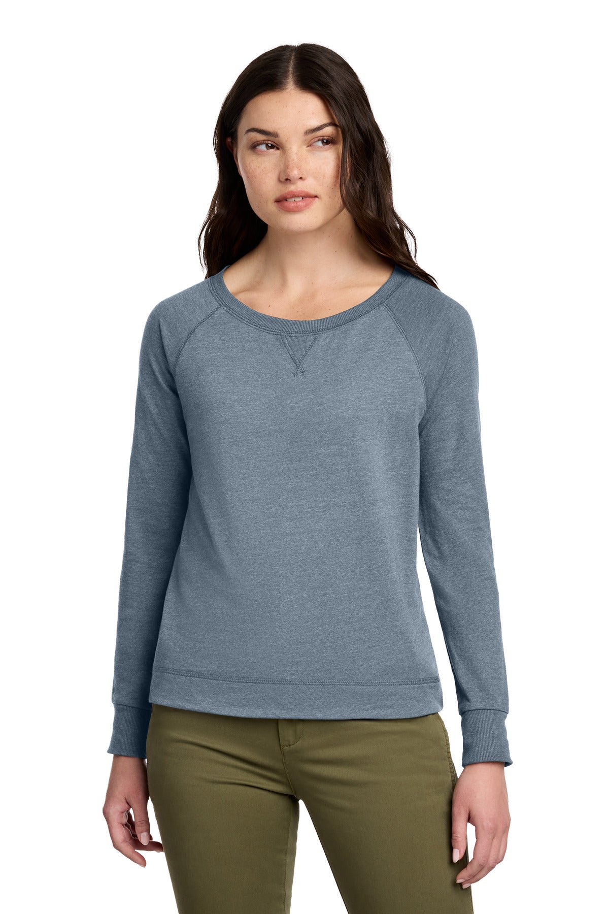 District Women's Featherweight French Terry Long Sleeve Crewneck DT672