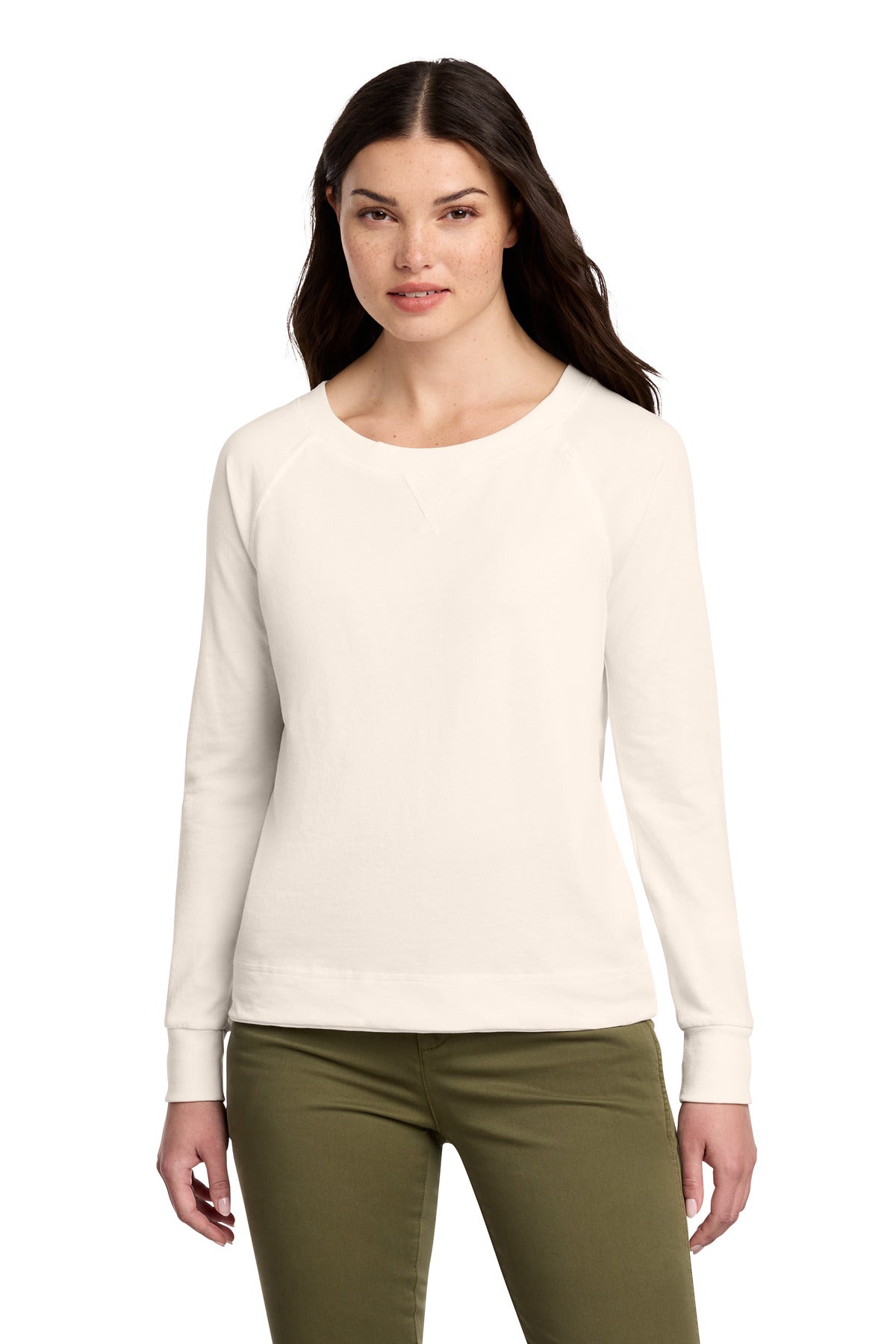 District Women's Featherweight French Terry Long Sleeve Crewneck DT672