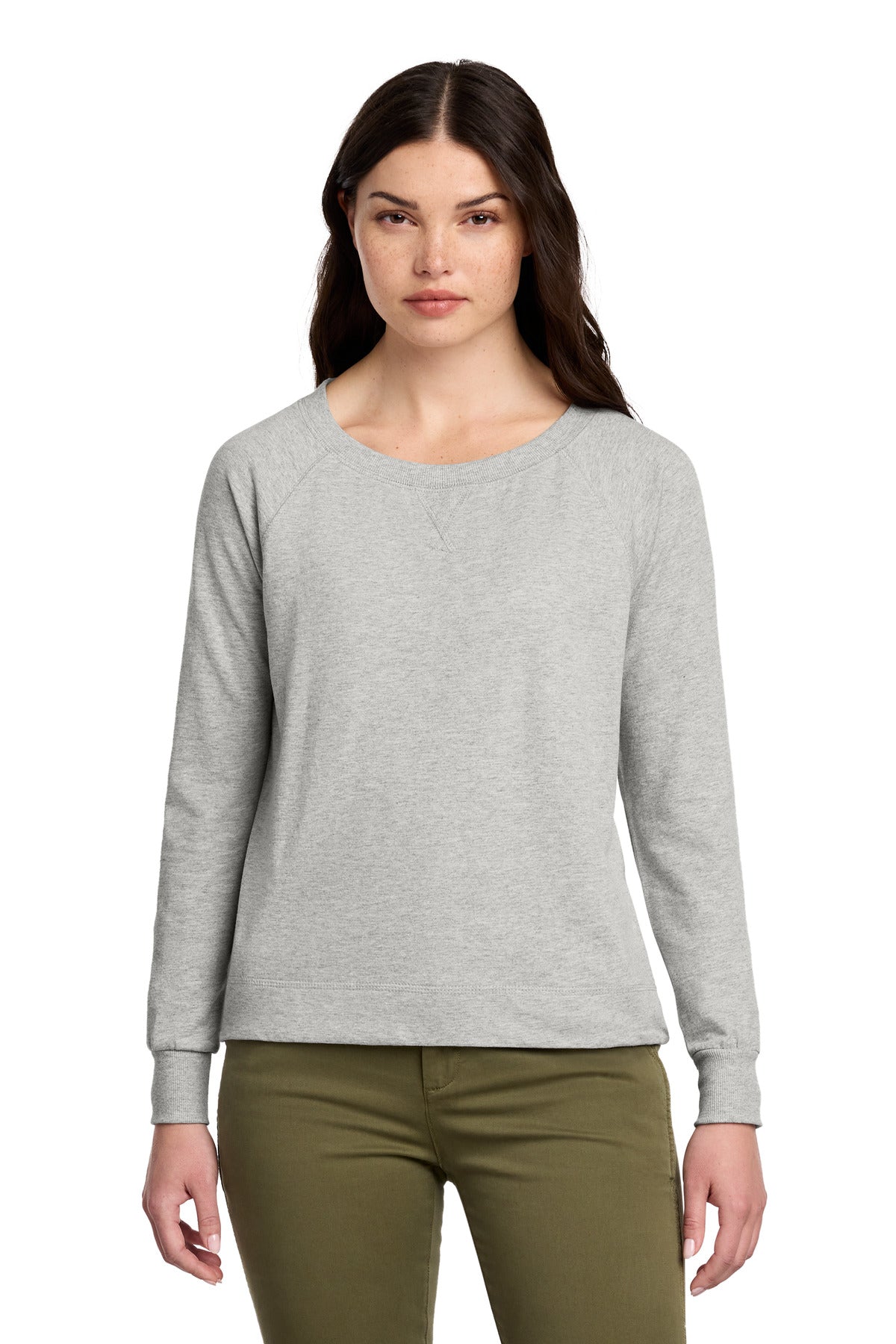 District Women's Featherweight French Terry Long Sleeve Crewneck DT672