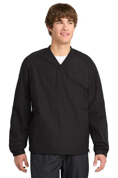 Sport-Tek V-Neck Raglan Wind Shirt. JST72
