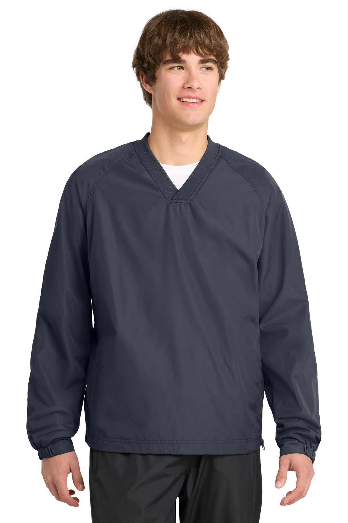 Sport-Tek V-Neck Raglan Wind Shirt. JST72