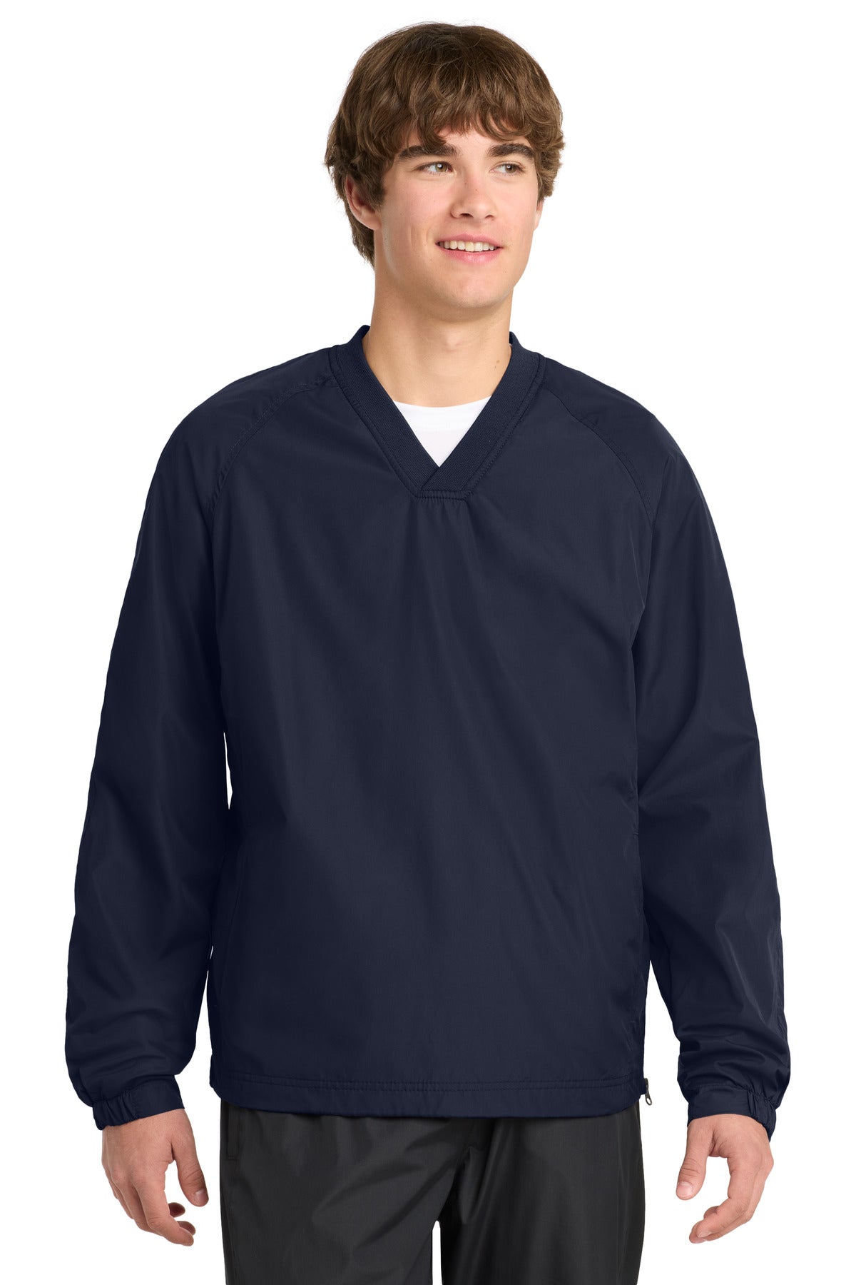 Sport-Tek V-Neck Raglan Wind Shirt. JST72