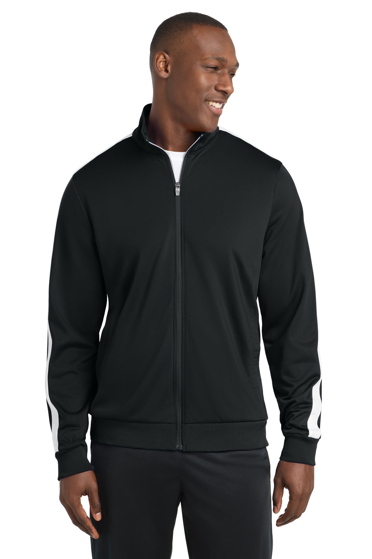 Sport-Tek  Tricot Sleeve Stripe Track Jacket. JST94