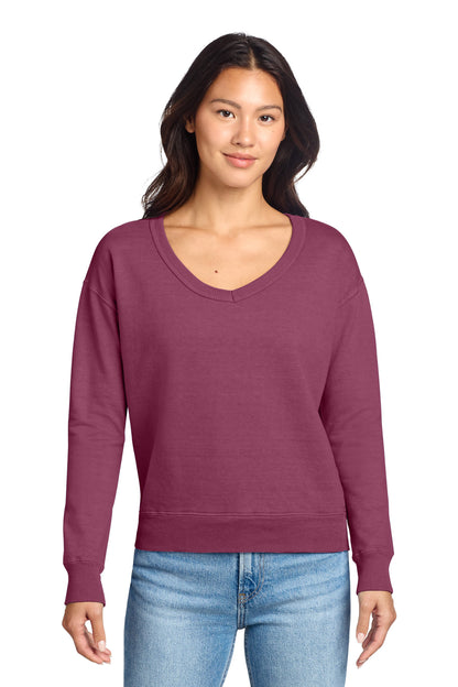 Port & Co Women's Beach Wash Garment-Dyed V-Neck Sweatshirt LPC098V