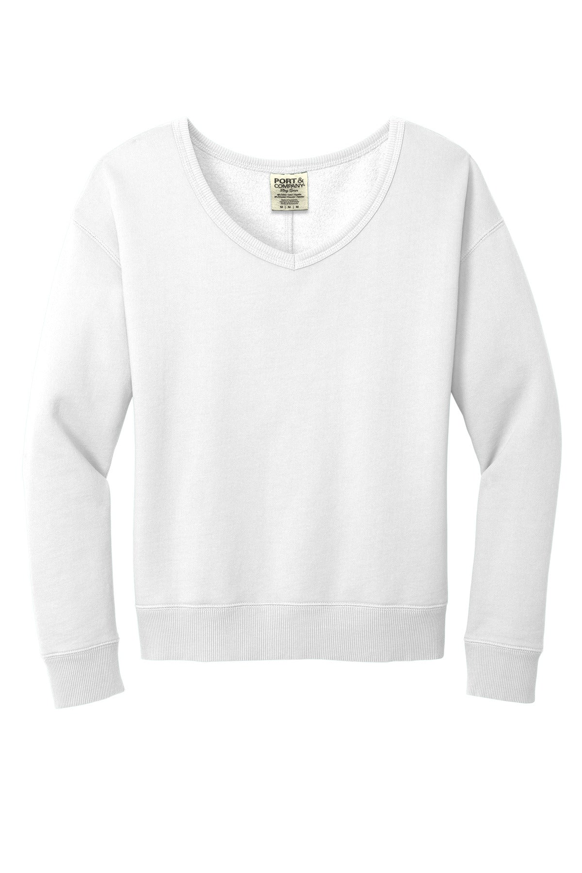 Port & Co Women's Beach Wash Garment-Dyed V-Neck Sweatshirt LPC098V