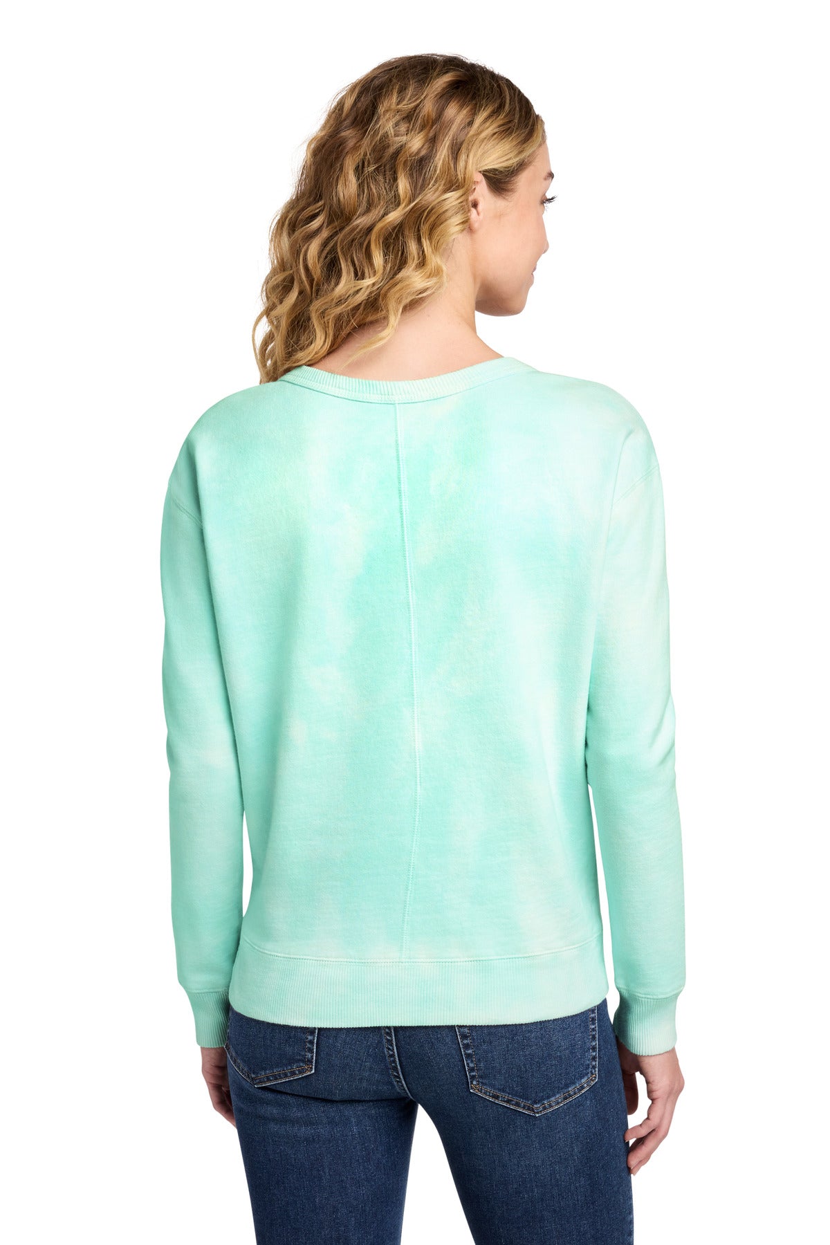 Port & Co Women's Beach Wash Cloud Tie-Dye V-Neck Sweatshirt LPC140V