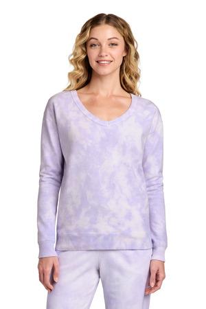 Port & Co Women's Beach Wash Cloud Tie-Dye V-Neck Sweatshirt LPC140V