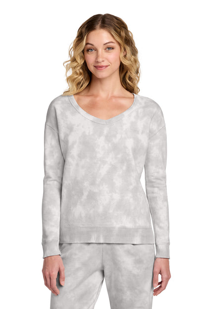 Port & Co Women's Beach Wash Cloud Tie-Dye V-Neck Sweatshirt LPC140V