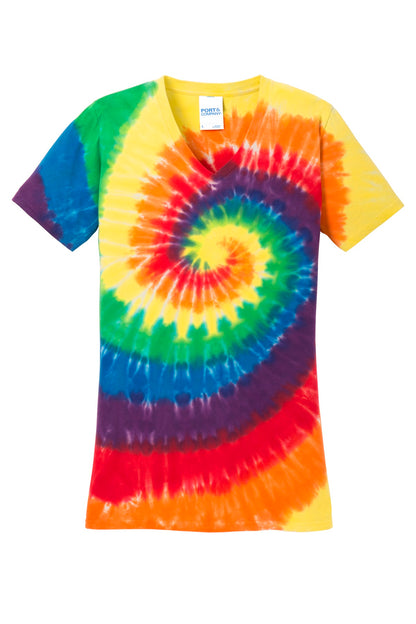 Port & Co Women's Tie-Dye V-Neck Tee.  LPC147V
