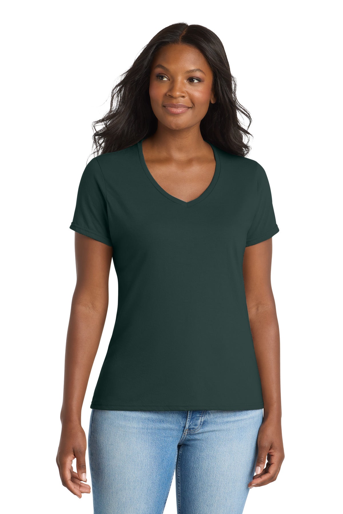 Port & Co Women's Performance Blend V-Neck Tee. LPC381V
