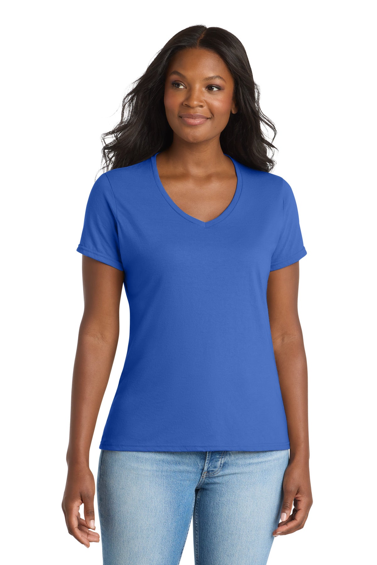 Port & Co Women's Performance Blend V-Neck Tee. LPC381V