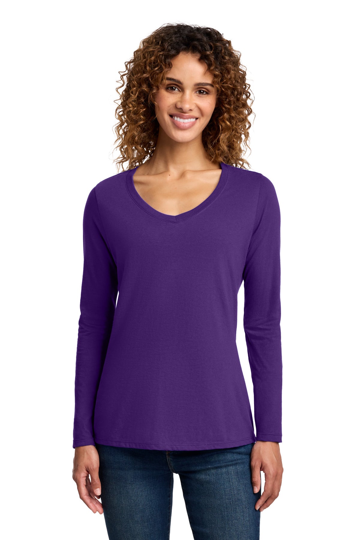 Port & Co Women's Long Sleeve Fan Favorite V-Neck Tee. LPC450VLS