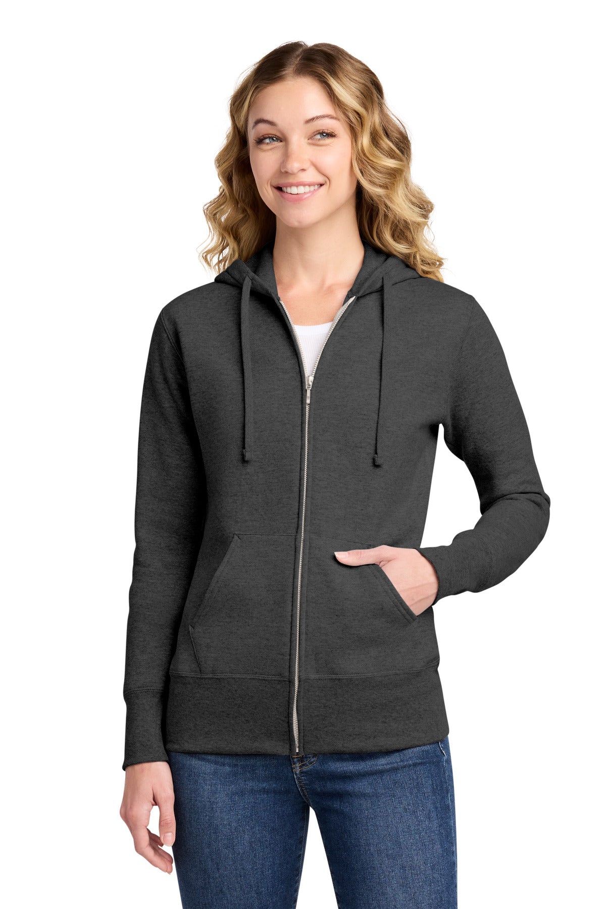 Port & Co Women's Core Fleece Full-Zip Hooded Sweatshirt. LPC78ZH