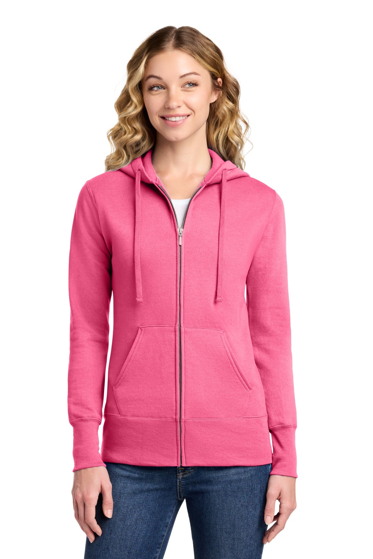 Port & Co Women's Core Fleece Full-Zip Hooded Sweatshirt. LPC78ZH