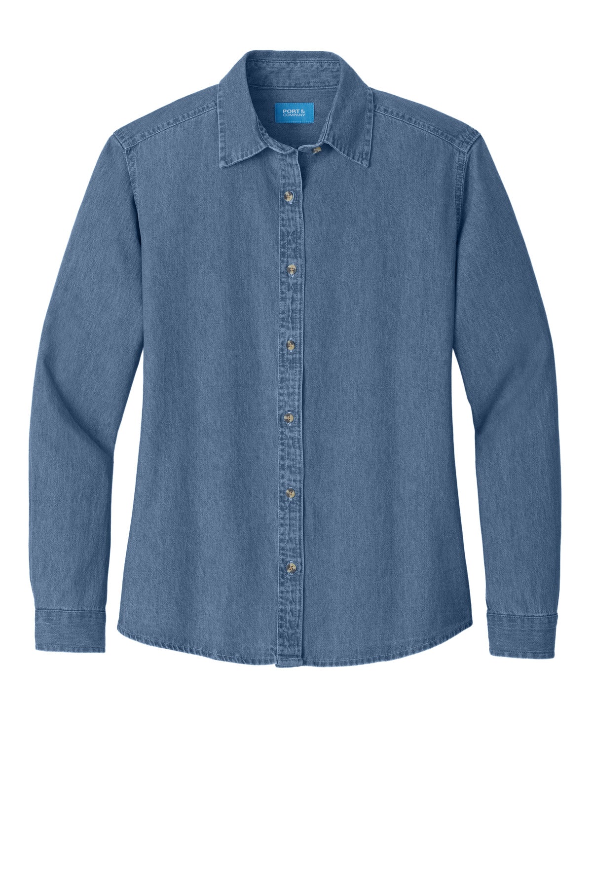 Port & Co Women's Long Sleeve Value Denim Shirt.  LSP10